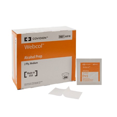Alcohol Prep Pad Webcol™ 70% Strength Isopropyl Alcohol Individual Packet Medium Sterile